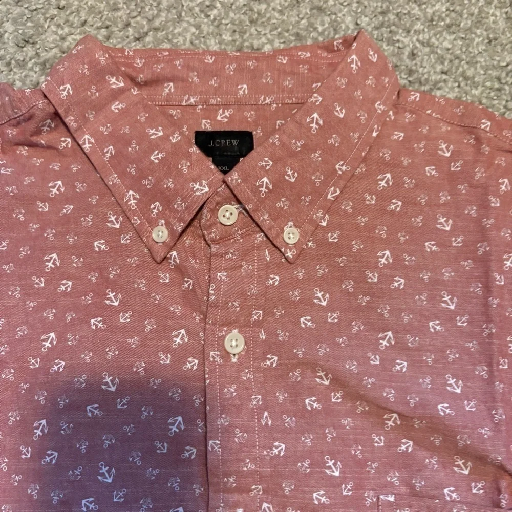 J.Crew Men's Pink Button-Up Shirt Anchor Sailing Print XXL 100% Cotton